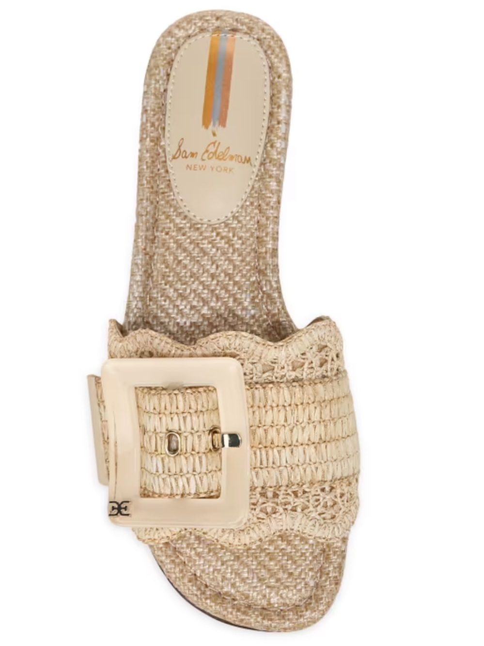 Sam Edelman Cream Woven Slide Sandals with Buckle